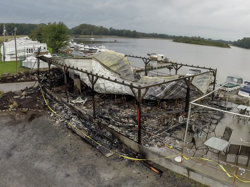 La marina de Saint-François-du-Lac a été complètement rasée par les flammes le 28 septembre dernier. | TC Média - Pascal Cournoyer