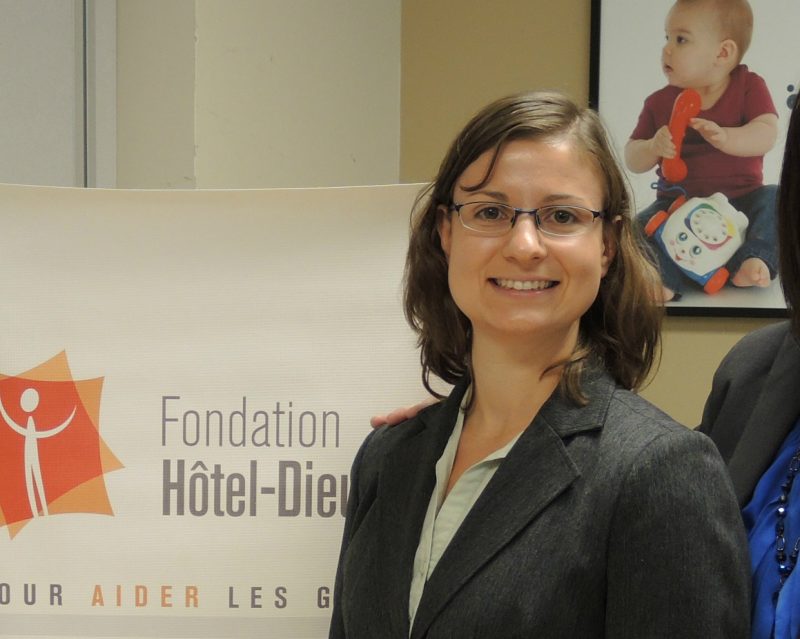 Martine Dulude lors de la conférence de presse annonçant la campagne de financement de la Fondation Hôtel-Dieu. | TC Média – Sarah-Eve Charland