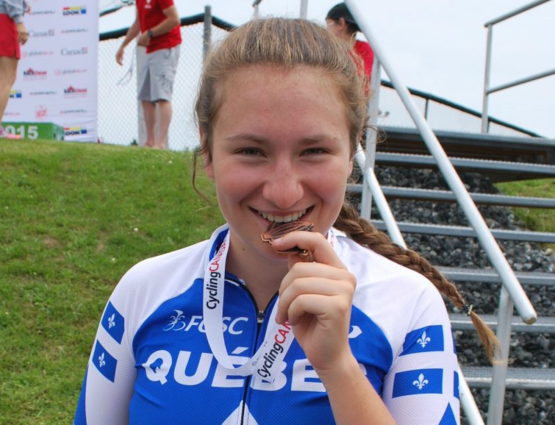La cycliste Laurie Jussaume a remporté la médaille de bronze dans l’épreuve du circuit routier de 80,4 km au Championnat Canadien. | Gracieuseté
