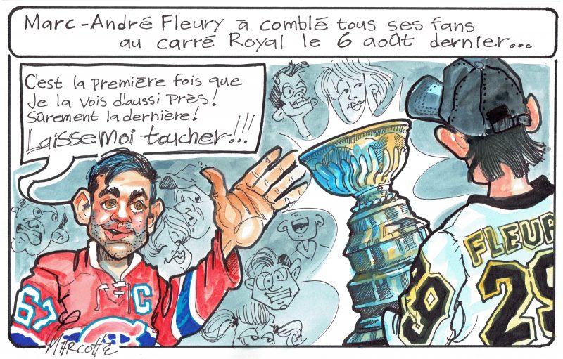 Marc-André Fleury a célébré la Coupe Stanley en grand avec les Sorelois, mais un intrus s'est invité au «party»! | Gilles Bill Marcotte