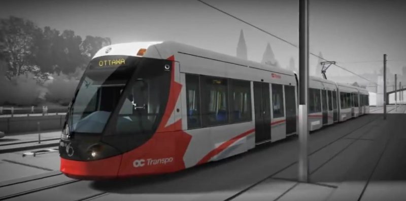 Un wagon du tram-train d’Ottawa. | Photo: tirée d’une vidéo Youtube