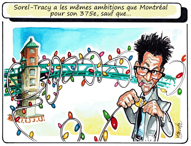 Le pont Turcotte illuminé lors des Fêtes du 375e de Sorel-Tracy! Une inspiration de Montréal et de son pont Jacques-Cartier? | Gilles Bill Marcotte