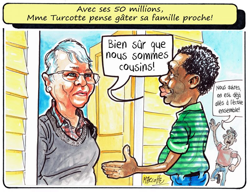 La caricature de Gilles Bill Marcotte sur la gagnante du gros lot de 50 M$. | Gilles Bill Marcotte