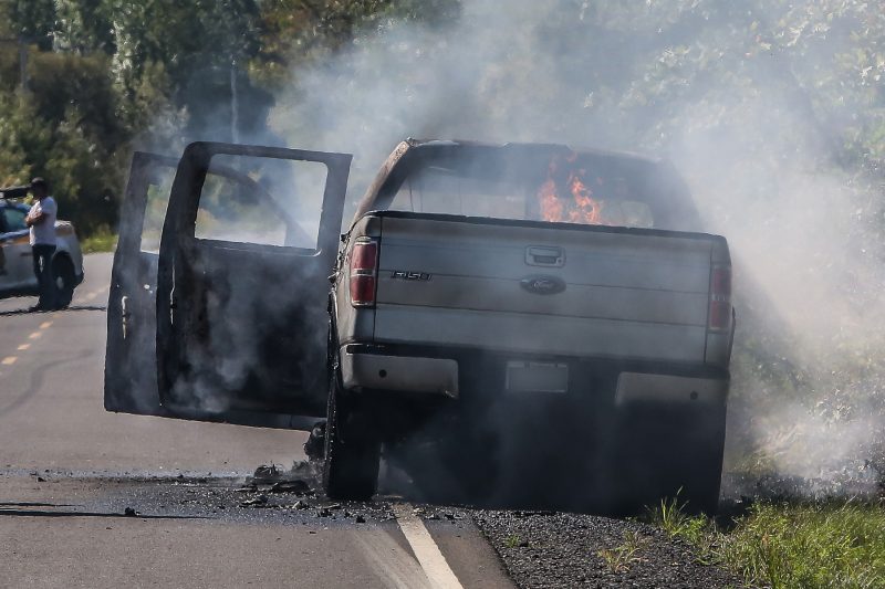 Le véhicule a été complètement détruit pas le feu. | Photo: TC Media - Pascal Cournoyer