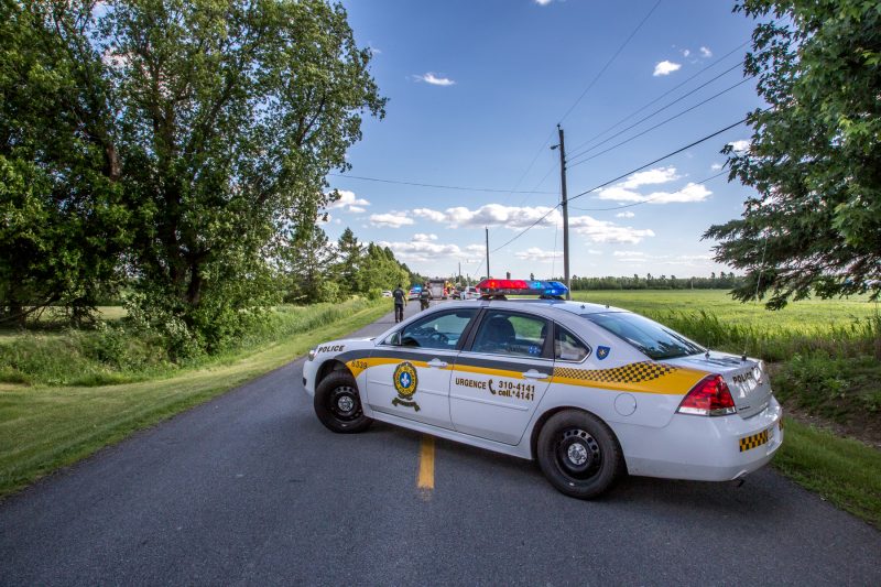 Un accident impliquant un véhicule s'est déroulé à Saint-Robert, en fin d'après-midi, le 21 juin. | TC Média - Pascal Cournoyer