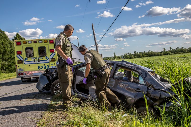 Un accident impliquant un véhicule s'est déroulé à Saint-Robert, en fin d'après-midi, le 21 juin. | TC Média - Pascal Cournoyer