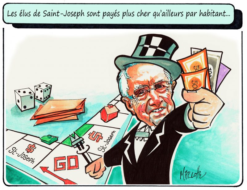 Caricature du 16 février 2016, en lien avec le salaire des élus. | Gilles Bill Marcotte