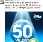 Le billet gagnant de 50M$ a été validé au Marché IGA André Tellier