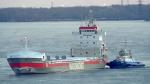 Le Virginiaborg, le premier à franchir les limites du Port de Montréal à Sorel-Tracy en 2019