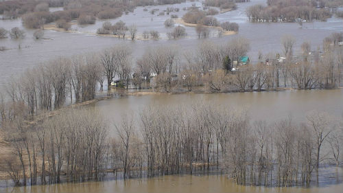 Le drone de la Sûreté du Québec a survolé la zone inondée à Yamaska la semaine dernière.
Photo Sûreté du Québec 