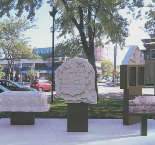 Une maquette du projet de monument qui sera installé au coin des rues George et du Prince au carré Royal a été présentée lors du dernier conseil municipal. 
Photo capture d’écran