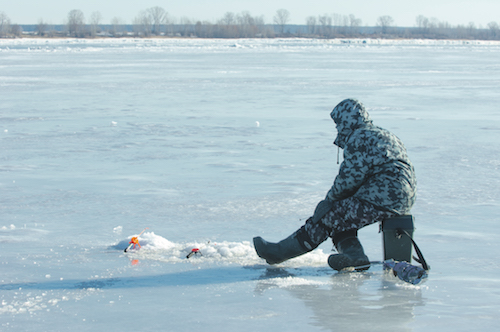 River Flood Fishermen Torn River Ice Fishermen River With The Last