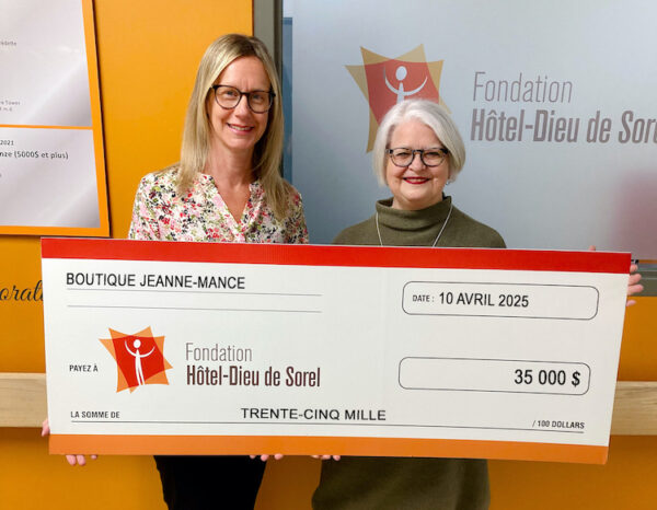 La boutique Jeanne-Mance remet 35 000 $ à la Fondation Hôtel-Dieu de Sorel